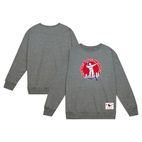 Men's Mitchell & Ness Heather Gray New York Giants Basic Fleece Pullover Sweatshirt