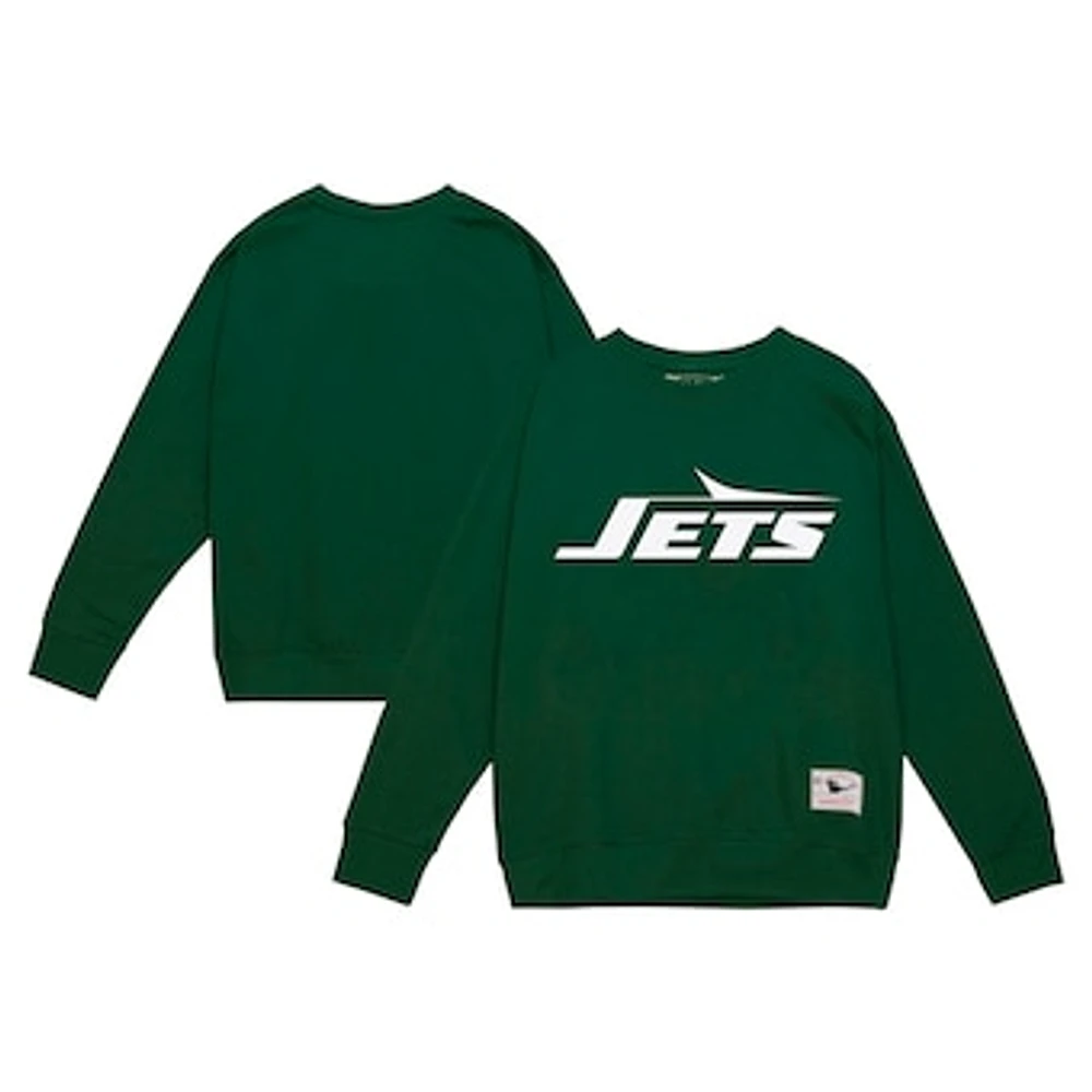 Men's Mitchell & Ness Dark Green New York Jets Basic Fleece Pullover Sweatshirt