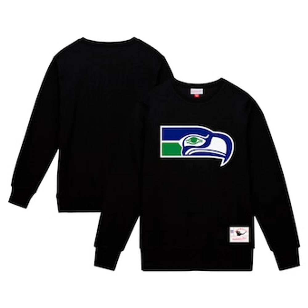 Men's Mitchell & Ness Black Seattle Seahawks Basic Fleece Pullover Sweatshirt