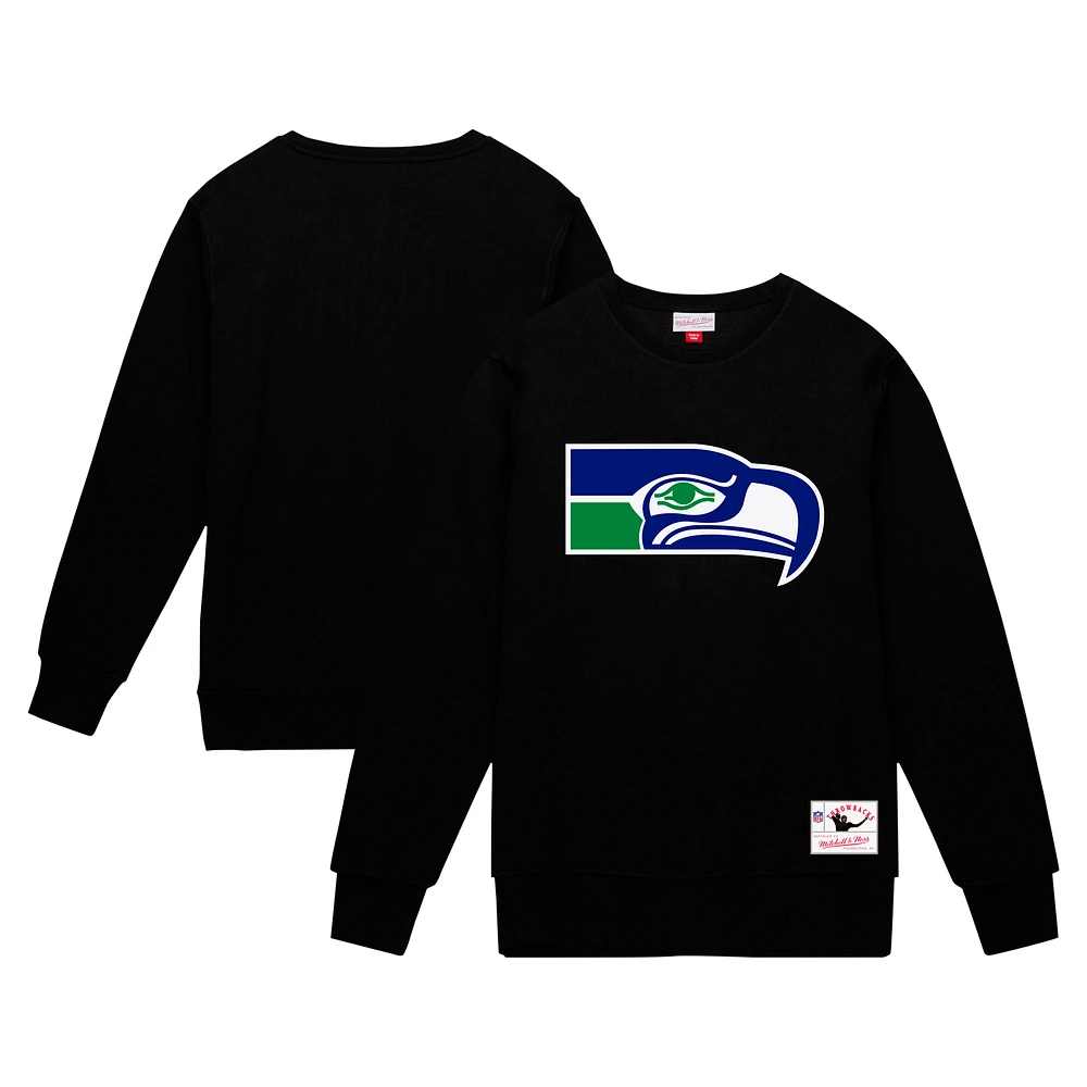 Men's Mitchell & Ness Black Seattle Seahawks Basic Fleece Pullover Sweatshirt