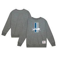 Men's Mitchell & Ness Heather Gray Detroit Lions Basic Fleece Pullover Sweatshirt