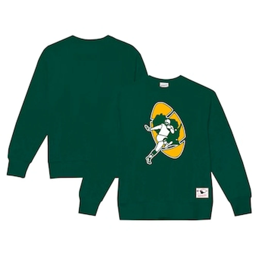 Men's Mitchell & Ness Dark Green Bay Packers Basic Fleece Pullover Sweatshirt