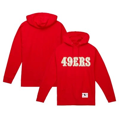 Men's Mitchell & Ness Scarlet San Francisco 49ers Team Wordmark Vintage Pullover Hoodie