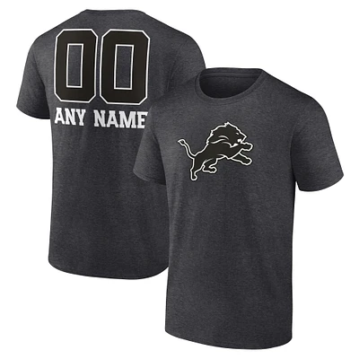 Men's Charcoal Detroit Lions Personalized Name & Number Monochrome T-Shirt