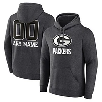 Men's Charcoal Green Bay Packers Personalized Name & Number Monochrome Pullover Hoodie