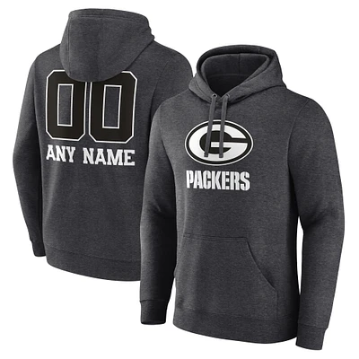Men's Charcoal Green Bay Packers Personalized Name & Number Monochrome Pullover Hoodie