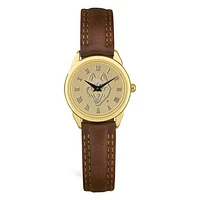 Women's UConn Huskies Gold Medallion Brown Leather Wristwatch