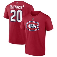 Men's Fanatics Juraj Slafkovsky Red Montreal Canadiens Authentic Stack Name & Number T-Shirt