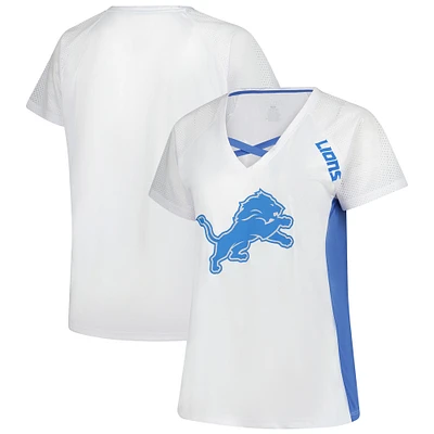 Women's Fanatics  White Detroit Lions Plus Glitter Lace-Up V- Neck T-Shirt
