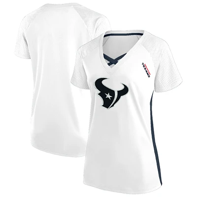 Women's Fanatics  White Houston Texans Plus Glitter Lace-Up V- Neck T-Shirt