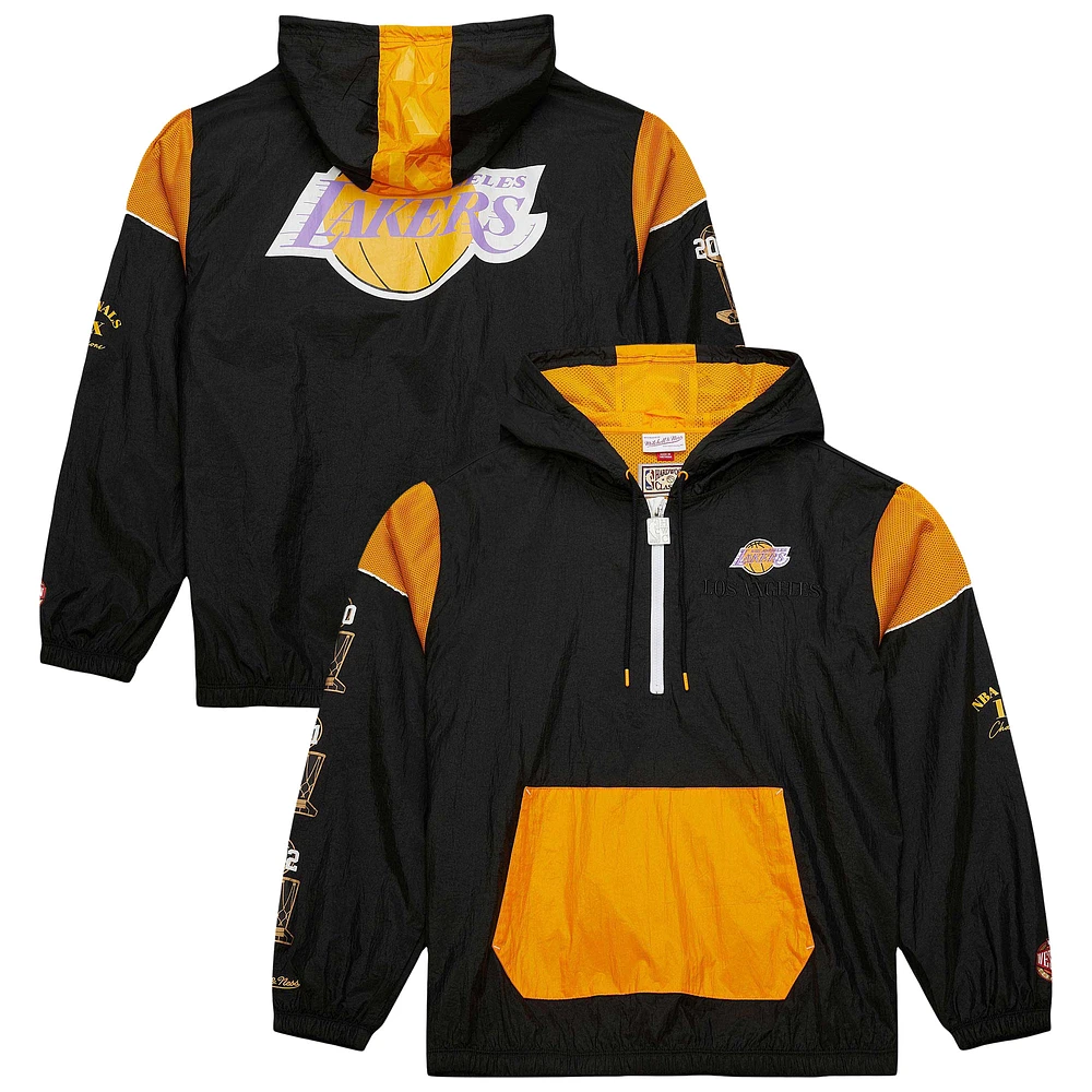 Unisex Mitchell & Ness  Black Los Angeles Lakers Hardwood Classics Team OG 3.0 Anorak Half-Zip Windbreaker Jacket