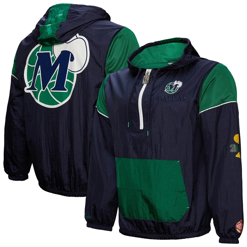 Unisex Mitchell & Ness  Navy Dallas Mavericks Hardwood Classics Team OG 3.0 Anorak Half-Zip Windbreaker Jacket