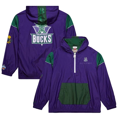 Unisex Mitchell & Ness  Purple Milwaukee Bucks Hardwood Classics Team OG 3.0 Anorak Half-Zip Windbreaker Jacket