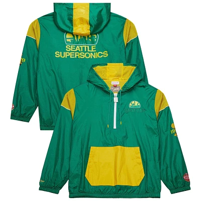 Unisex Mitchell & Ness  Kelly Green Seattle SuperSonics Hardwood Classics Team OG 3.0 Anorak Half-Zip Windbreaker Jacket