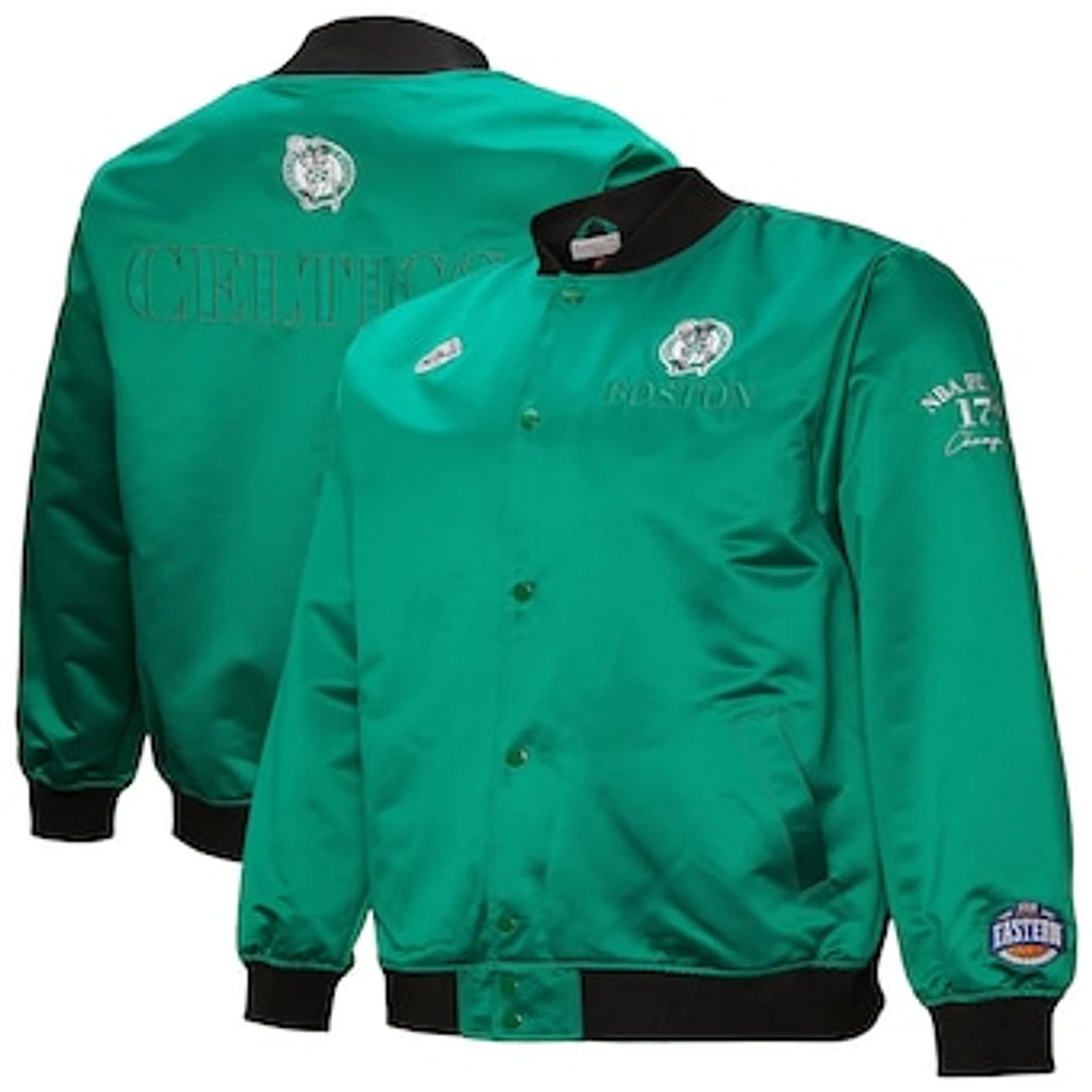 Men's Mitchell & Ness Kelly Green Boston Celtics Hardwood Classics Team OG 3.0 Lightweight Satin Full-Snap Jacket