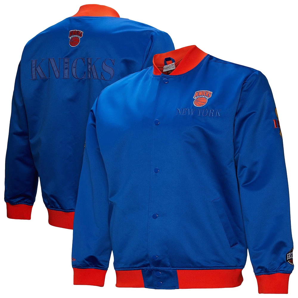 Men's Mitchell & Ness Blue New York Knicks Hardwood Classics Team OG 3.0 Lightweight Satin Full-Snap Jacket