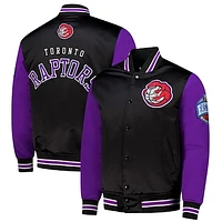 Men's Mitchell & Ness  Black Toronto Raptors Hardwood Classic Primetime Full-Snap Satin Jacket