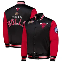 Men's Mitchell & Ness  Black Chicago Bulls Hardwood Classic Primetime Full-Snap Satin Jacket