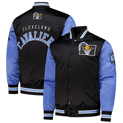 Men's Mitchell & Ness  Black Cleveland Cavaliers Hardwood Classic Primetime Full-Snap Satin Jacket