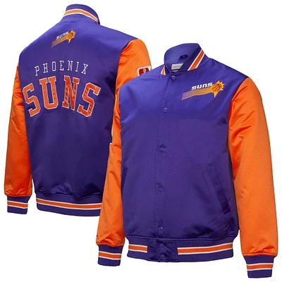 Men's Mitchell & Ness  Purple Phoenix Suns Hardwood Classic Primetime Full-Snap Satin Jacket