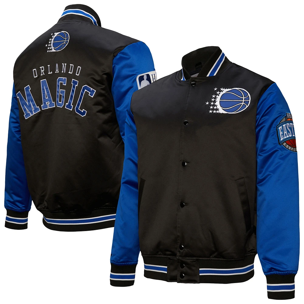 Men's Mitchell & Ness  Black Orlando Magic Hardwood Classic Primetime Full-Snap Satin Jacket