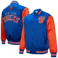 Men's Mitchell & Ness  Royal New York Knicks Hardwood Classic Primetime Full-Snap Satin Jacket