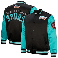 Men's Mitchell & Ness  Black San Antonio Spurs Hardwood Classic Primetime Full-Snap Satin Jacket