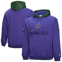 Men's Mitchell & Ness  Purple Milwaukee Bucks Hardwood Classics Team OG 3.0 Pullover Hoodie