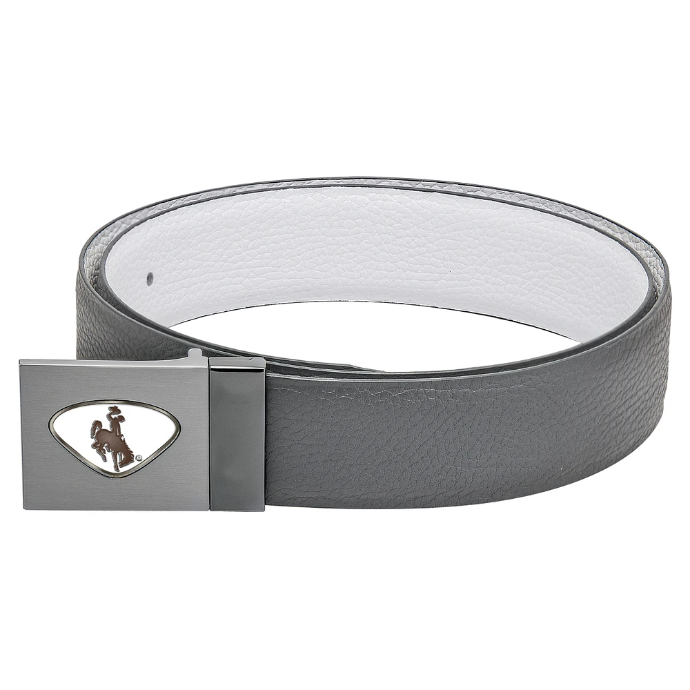 Grey Wyoming Cowboys Reversible Leather Belt