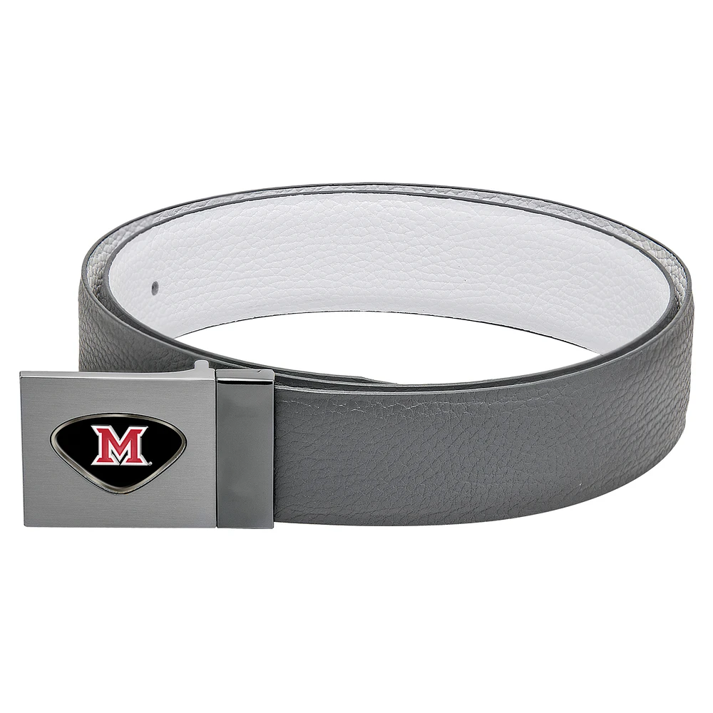 Grey Miami University RedHawks Reversible Leather Belt