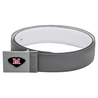 Grey Miami University RedHawks Reversible Leather Belt