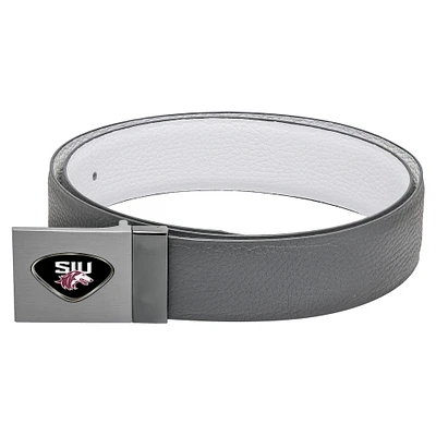 Grey Southern Illinois Salukis Reversible Leather Belt