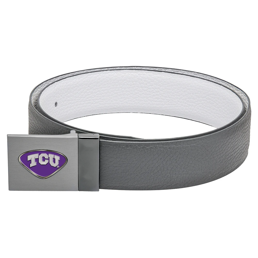 Grey TCU Horned Frogs Reversible Leather Belt