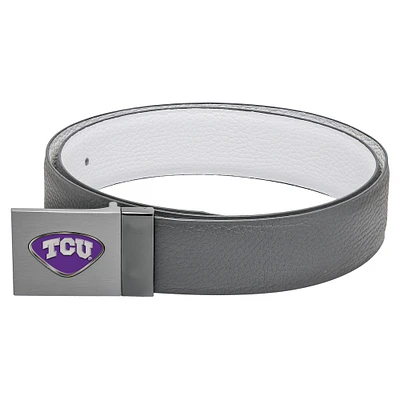 Grey TCU Horned Frogs Reversible Leather Belt