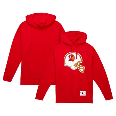 Men's Mitchell & Ness Red Tampa Bay Buccaneers Helmet Logo Vintage Pullover Hoodie