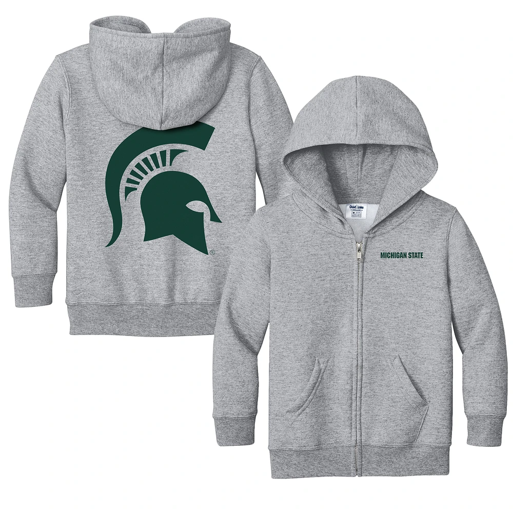 Toddler Chad & Jake Heather Gray Michigan State Spartans Logo Full-Zip Hoodie Jacket
