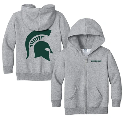 Toddler Chad & Jake Heather Gray Michigan State Spartans Logo Full-Zip Hoodie Jacket