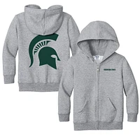 Toddler Chad & Jake Heather Gray Michigan State Spartans Logo Full-Zip Hoodie Jacket