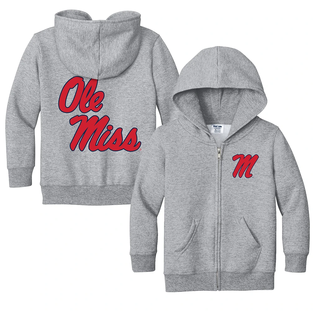 Toddler Chad & Jake Heather Gray Ole Miss Rebels Logo Full-Zip Hoodie Jacket