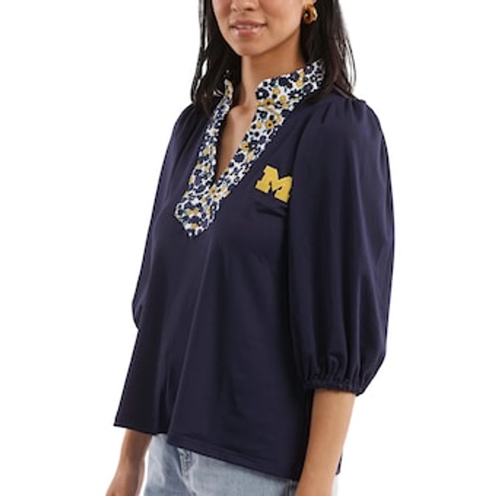 Women's Smith & Quinn Navy Michigan Wolverines Tailgate Collection Eliza Top