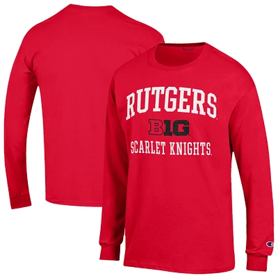 Men's Champion Scarlet Rutgers Knights Big Ten Long Sleeve T-Shirt