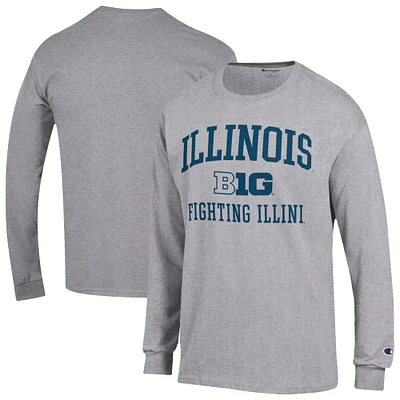 Men's Champion Gray Illinois Fighting Illini Big Ten Long Sleeve T-Shirt