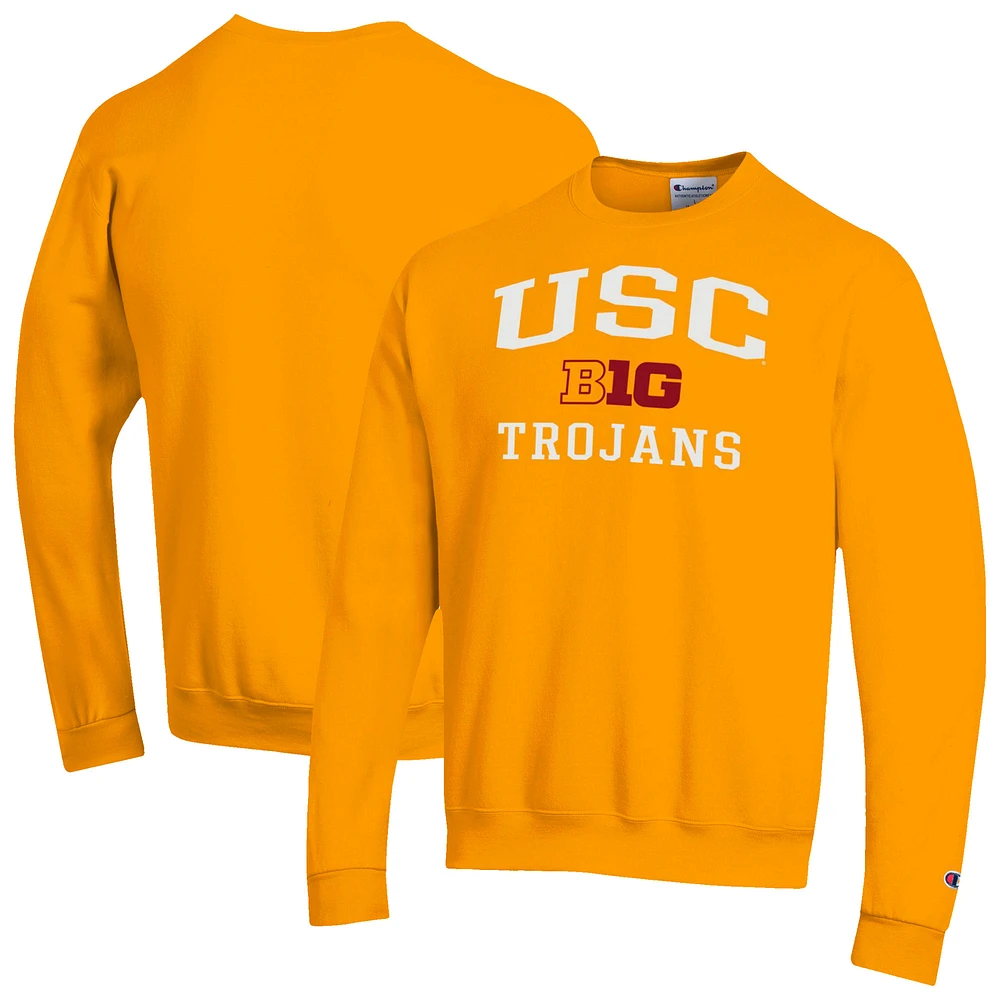 Men's Champion Gold USC Trojans Big Ten Powerblend Pullover Sweatshirt