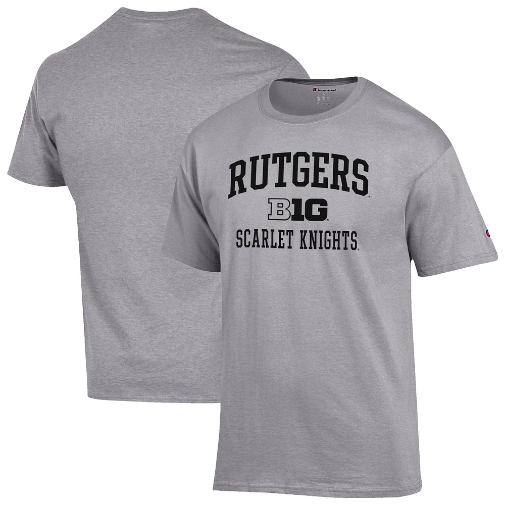 Men's Champion Gray Rutgers Scarlet Knights Big Ten T-Shirt