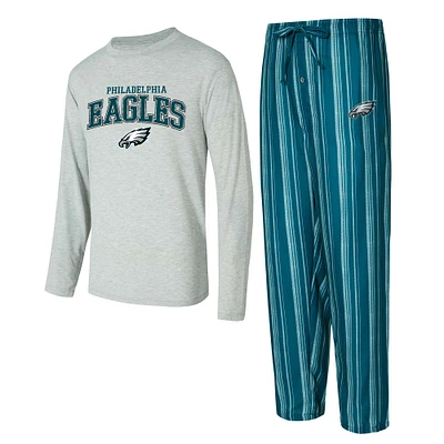 Men's Concepts Sport Philadelphia Eagles Petition Long Sleeve T-Shirt & Pants Sleep Set