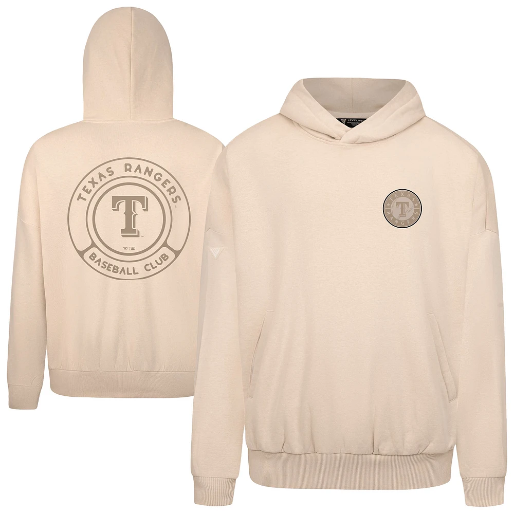 Men's Levelwear Khaki Texas Rangers Contact Oversized Pullover Hoodie