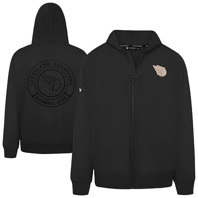 Men's Levelwear Black Cleveland Guardians Uphill Oversized Full-Zip Hoodie