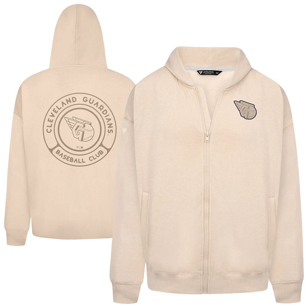 Men's Levelwear Khaki Cleveland Guardians Uphill Oversized Full-Zip Hoodie