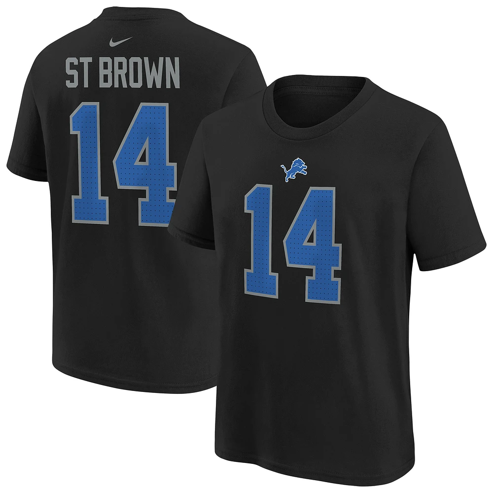 Youth Nike Amon-Ra St. Brown Black Detroit Lions Player Name & Number T-Shirt