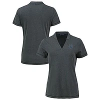 Women's Cutter & Buck Heather Black Indianapolis Colts Forge Stretch Blade DryTec V-Neck Polo
